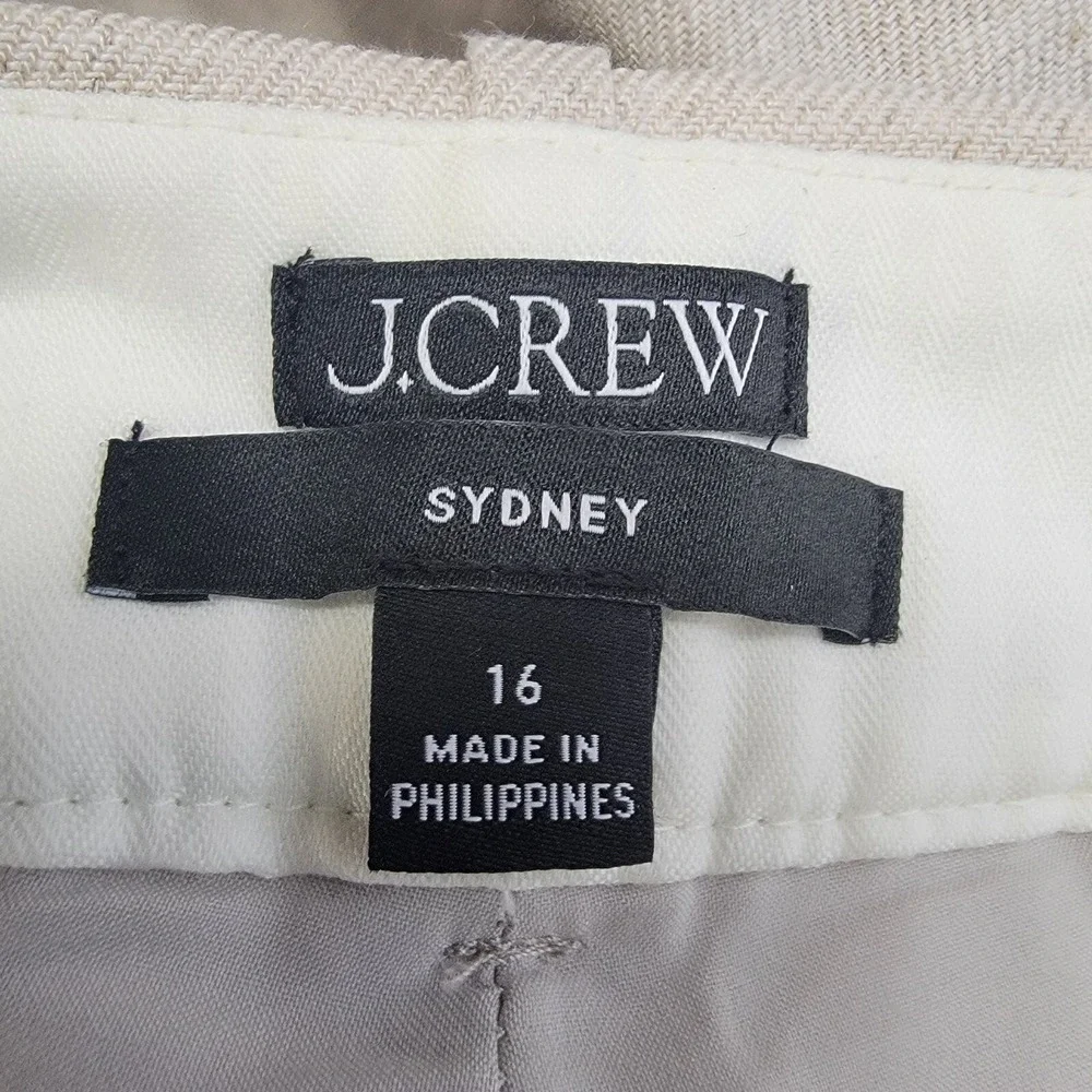 J Crew Sidney Pants Womens 16 Gray Pull On Pockets High Rise Capri Wide‎ Leg